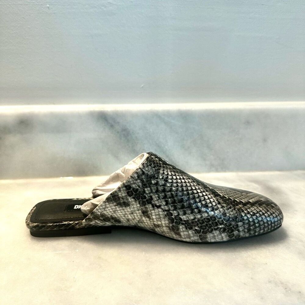 NWT DKNY Textured Python Leather Square Toe Flat … - image 5